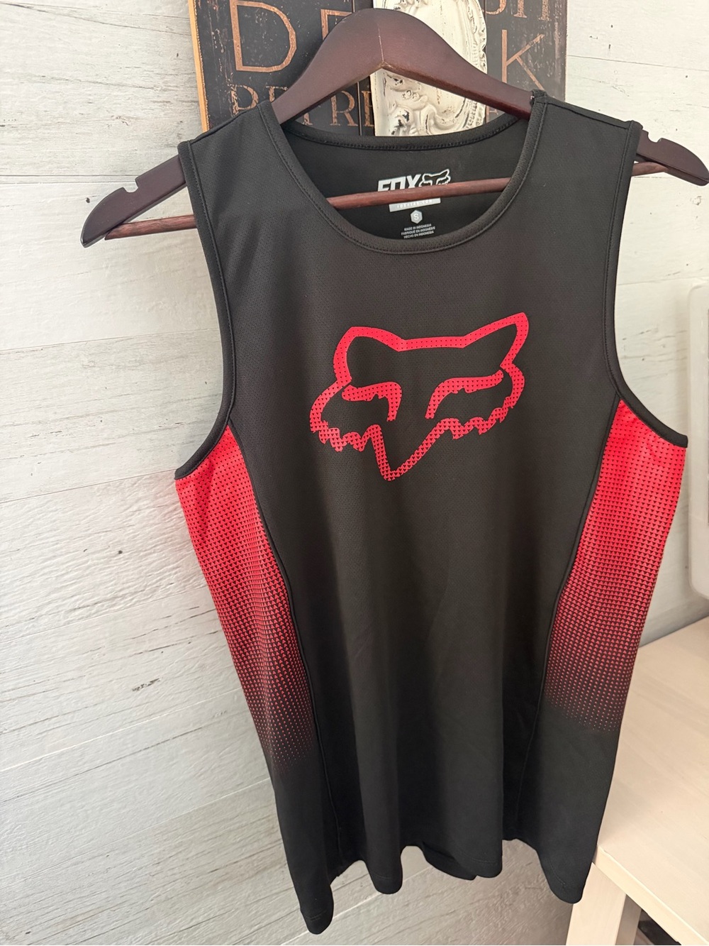 Fox Black Athletic Tank with Red Logo